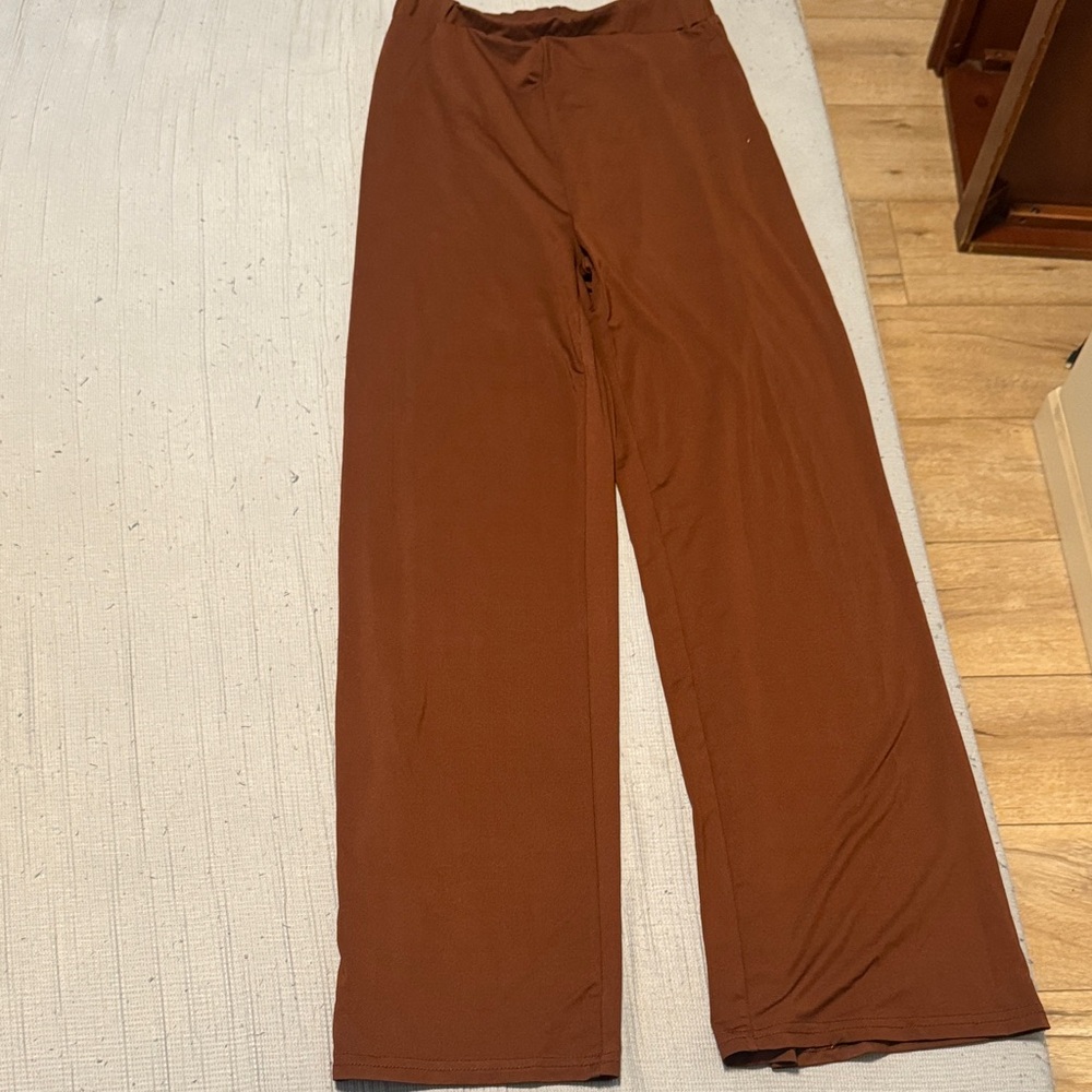 SHEIN Wide Leg Brown Pants